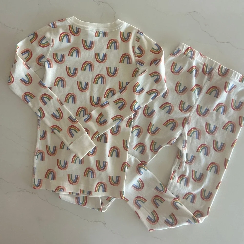 Hanna Andersson Girls Pajamas Rainbow Print Super Soft Size 8